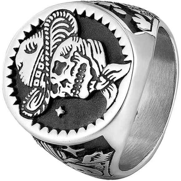 Stainless SteelGothic Punk Skull RingSignet Rings for Men Biker Trendy
